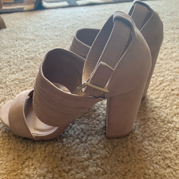 ❌SOLD❌Nude Suede Heels - Picture 2 of 4